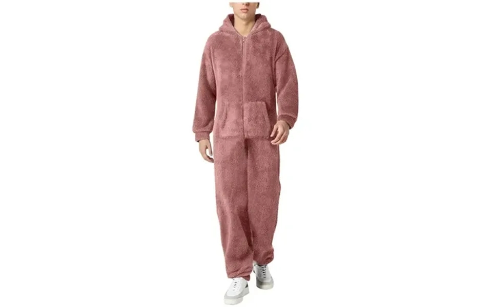 Men S Jumpsuit Casual Long Sleeve Zipper Hooded Pajamas Comfortable Sleepwear Suit For Winter Warmth And Style