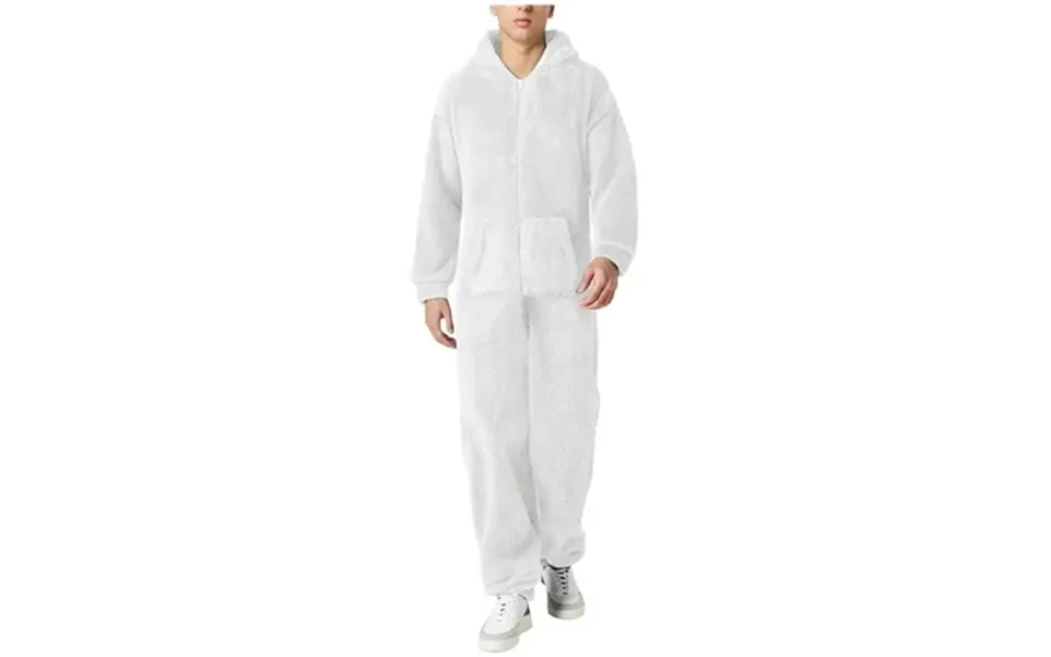 Men S Jumpsuit Casual Long Sleeve Zipper Hooded Pajamas Comfortable Sleepwear Suit For Winter Warmth And Style