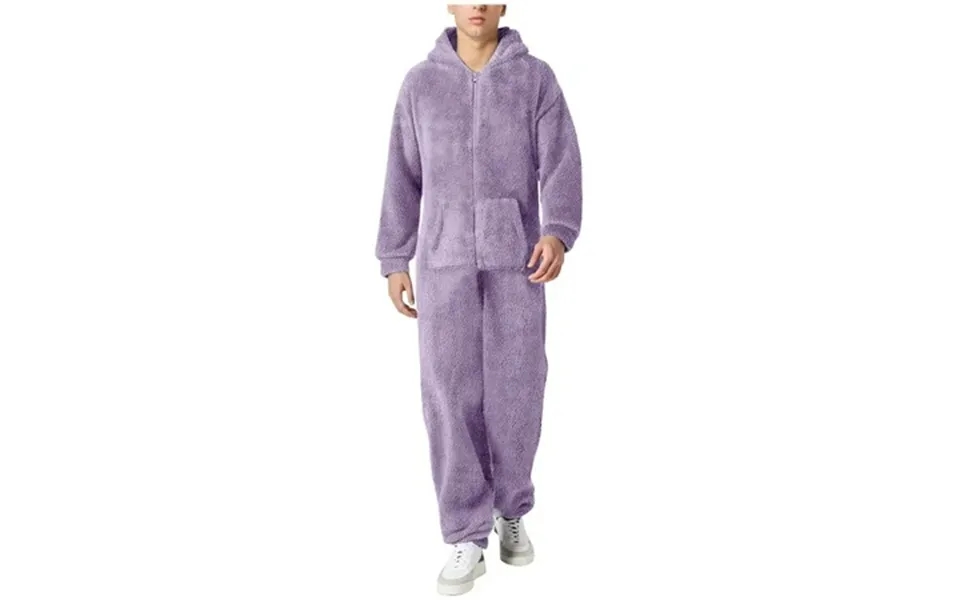 Men S Jumpsuit Casual Long Sleeve Zipper Hooded Pajamas Comfortable Sleepwear Suit For Winter Warmth And Style