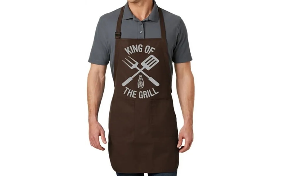 Men S King Of The Grill Full-length Apron With Pockets - Coffee Bean Brown