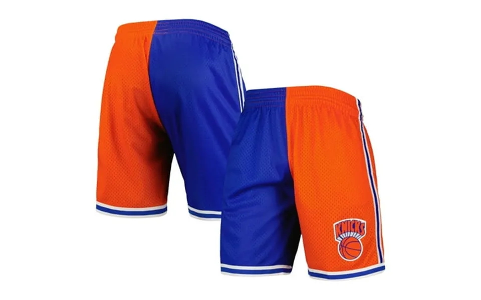 Men S Mitchell & Ness Blue Orange New York Knicks Hardwood Classics 1991 Split Swingman Shorts