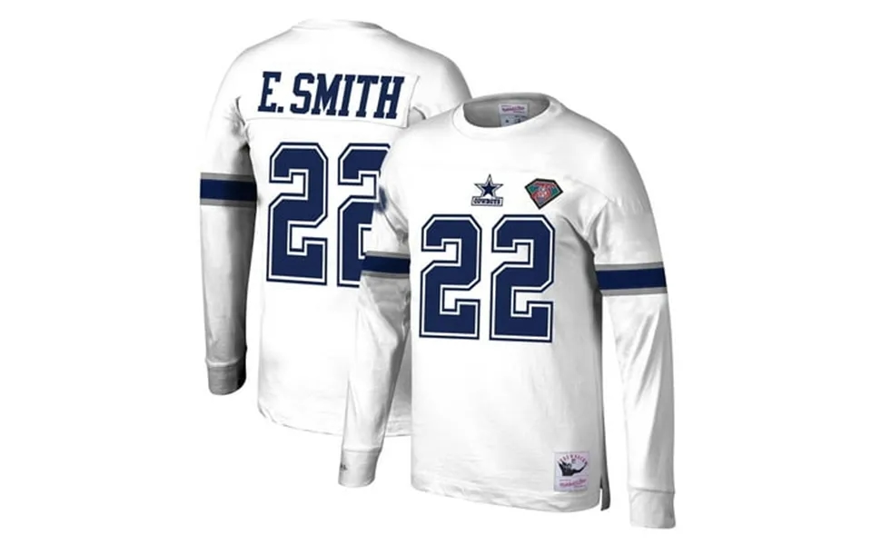 Men S Mitchell & Ness Emmitt Smith White Dallas Cowboys Retired Player Name & Number Long Sleeve Top