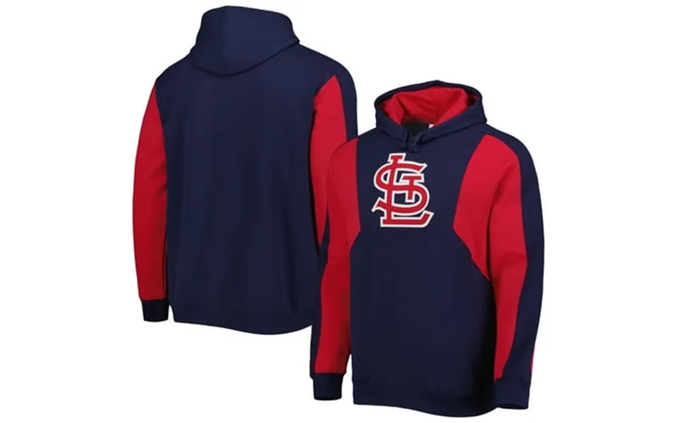 Men S Mitchell & Ness Navy Red St. Louis Cardinals Colorblocked Fleece Pullover Hoodie