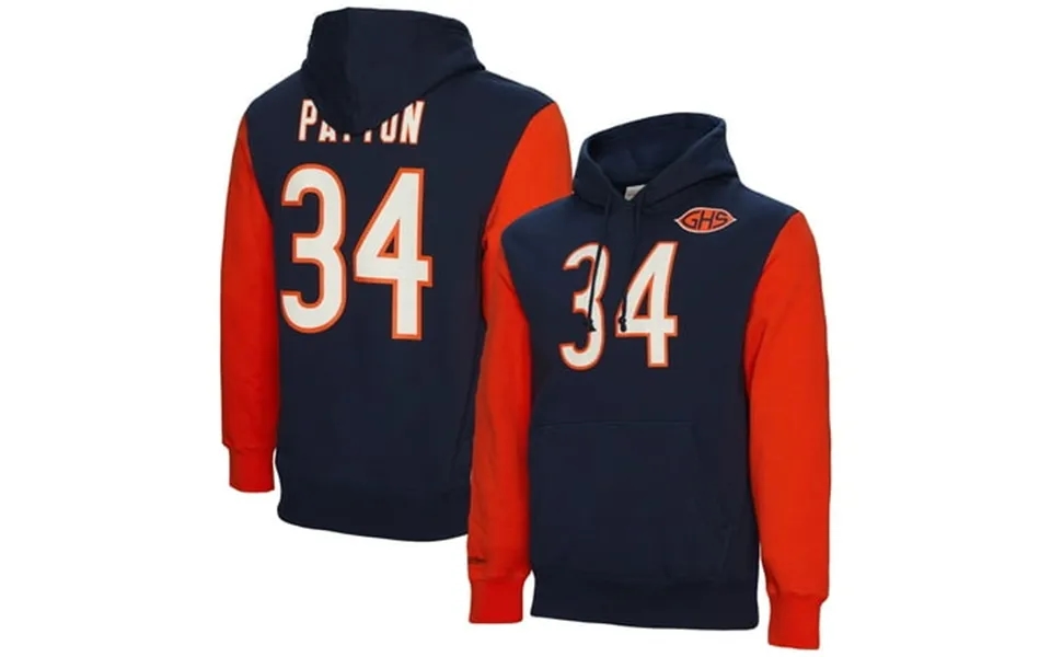 Men S Mitchell & Ness Walter Payton Navy Chicago Bears Retired Player Name & Number Pullover Hoodie