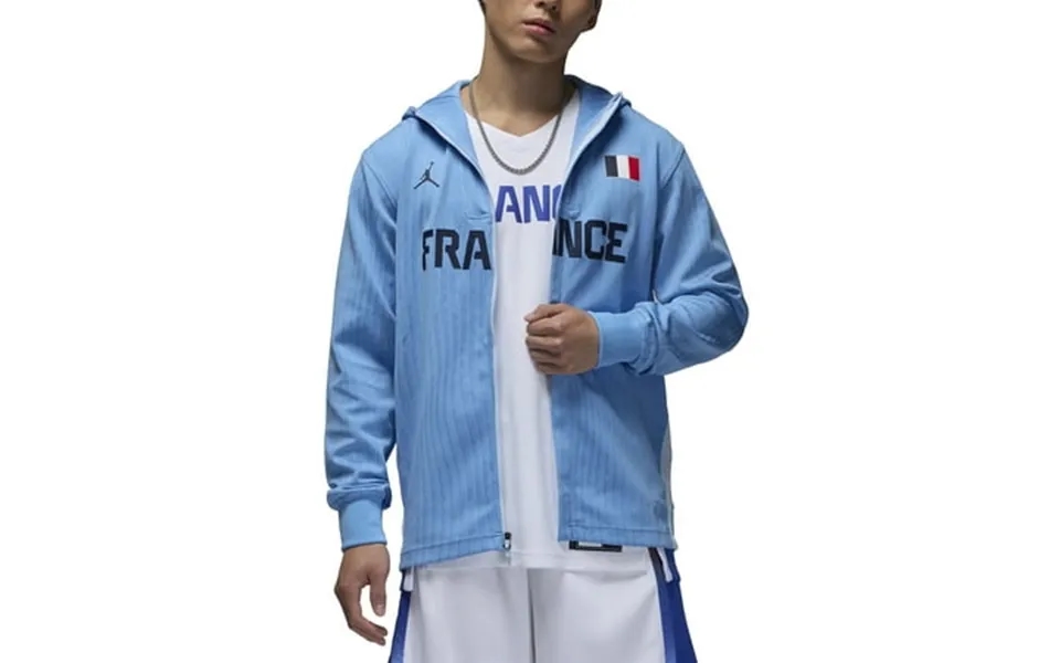 Men S Nike Blue France Basketball Authentic On-court Game Full-zip Jacket