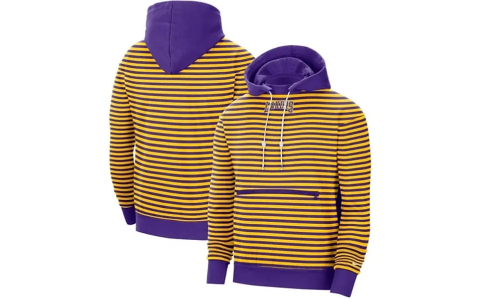 Men S Nike Gold Purple Los Angeles Lakers 75th Anniversary Courtside Striped Pullover Hoodie
