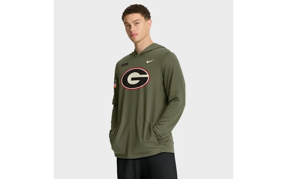 Men S Nike Olive Georgia Bulldogs 2025 Military Appreciation Dri-fit Long Sleeve Hoodie T-shirt
