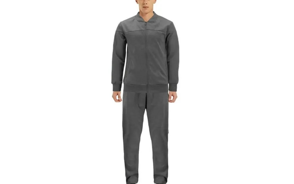 Men S Sports Gym Fitness Work Out Running Jogging 2 Piece Tracksuit Set Dark Grey M