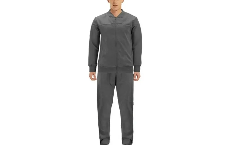 Men S Sports Gym Fitness Work Out Running Jogging 2 Piece Tracksuit Set Dark Grey M