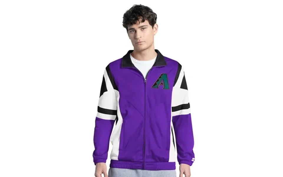 Men S Starter Purple Black Arizona Diamondbacks Contender Tricot Full-zip Track Jacket