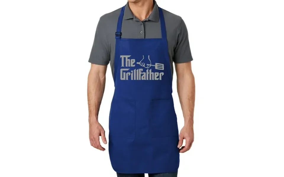 Men S The Grillfather Full-length Apron With Pockets - Royal Blue