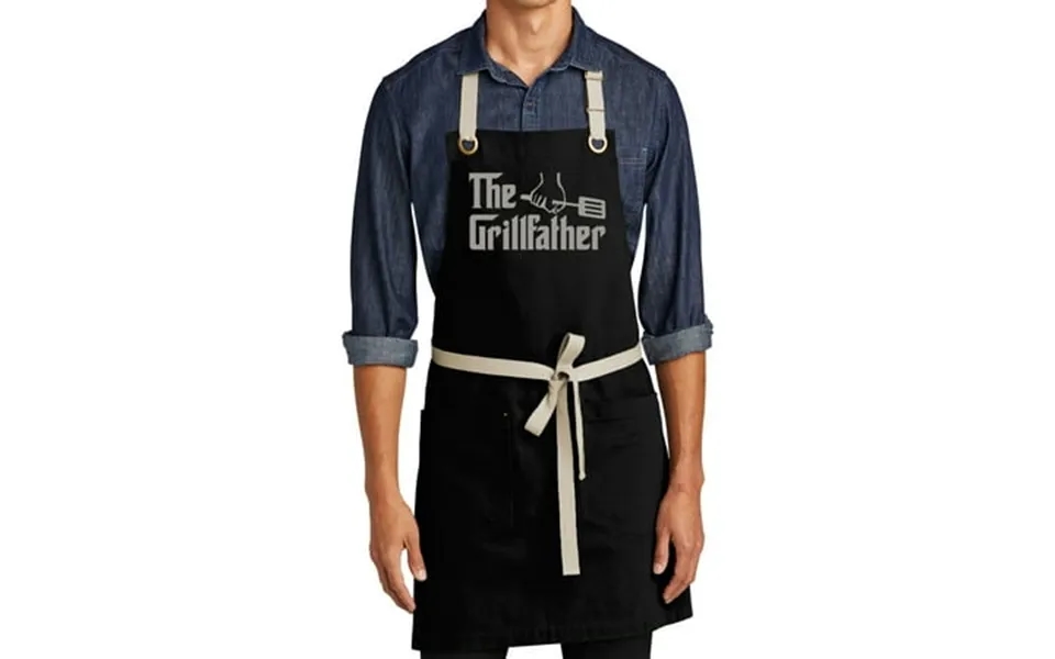 Men S The Grillfather Funny Full-length 2-pocket Apron - Black Stone