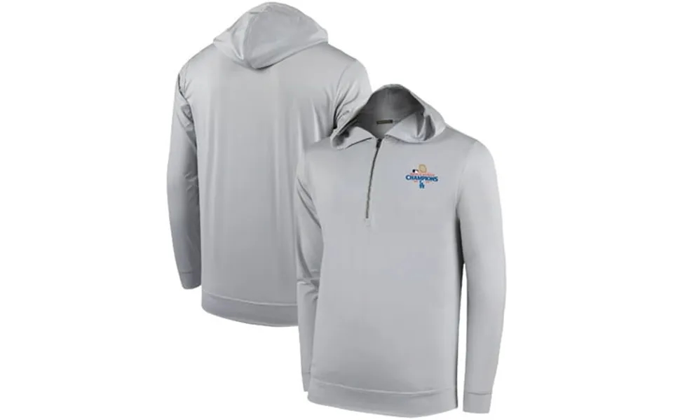 Men S White Los Angeles Dodgers 2024 World Series Champions Seabreeze Half-zip Hoodie