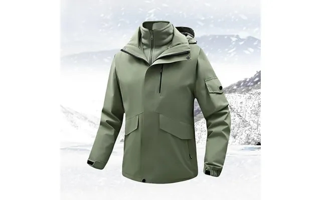 Men S Winter Ski Jacket With Fleece Liner Tops Detachable Coat 2-piece Suits Warm Fleece Waterproof Outdoor Mountain Hik product image