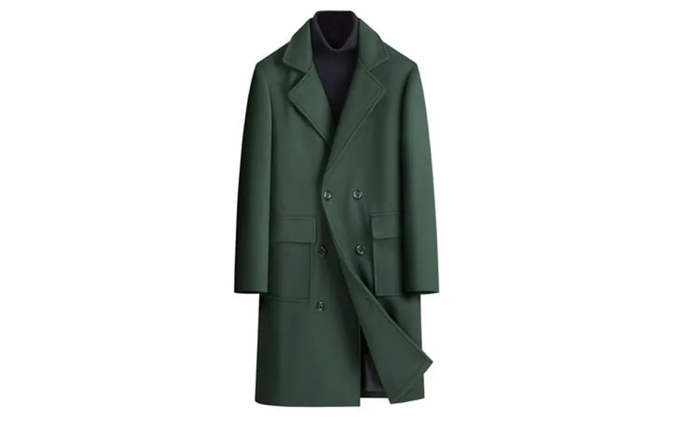 Men S Wool Blend Coat Double-breasted Long Trench Coat Notch Lapel Pea Coat With Pockets Coat Long Woolen Coat