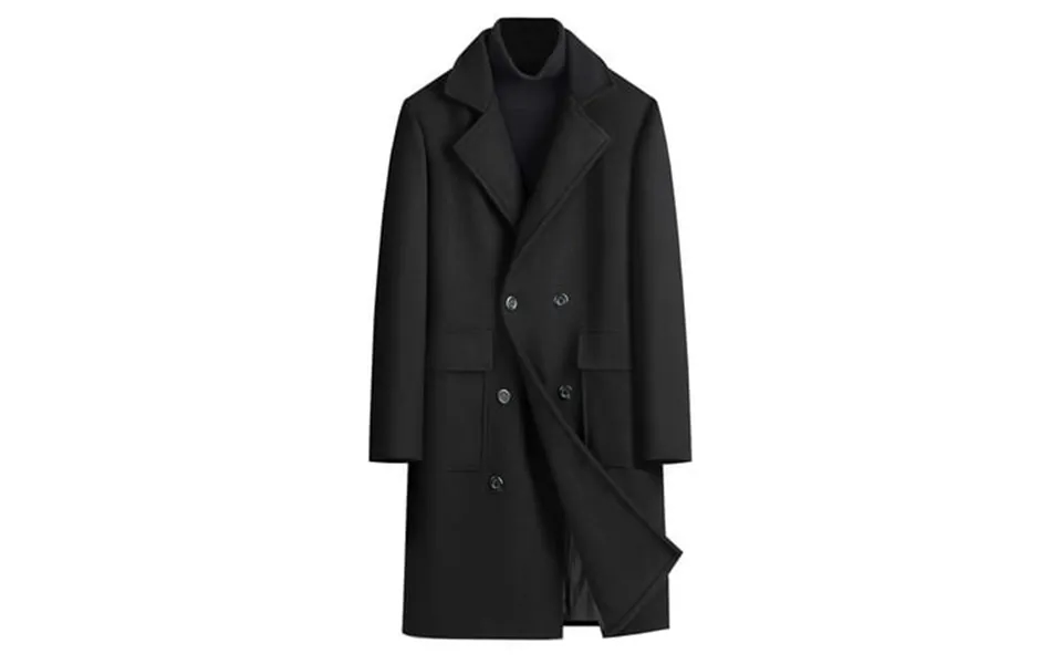 Men S Wool Blend Coat Double-breasted Long Trench Coat Notch Lapel Pea Coat With Pockets Coat Long Woolen Coat