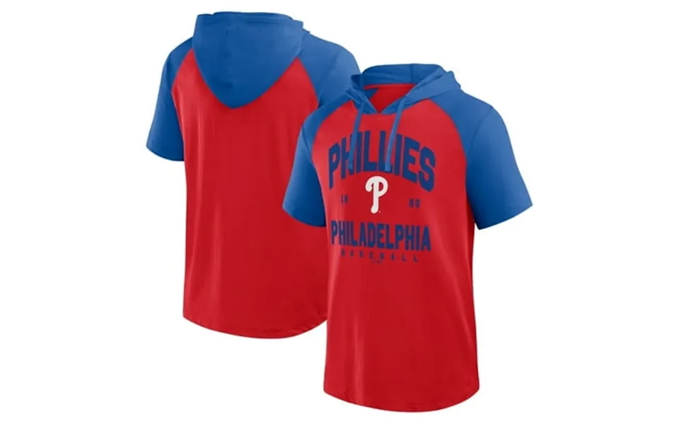 Men S-fanatics Red Philadelphia Phillies Prime Raglan Short Sleeve Hoodie T-shirt