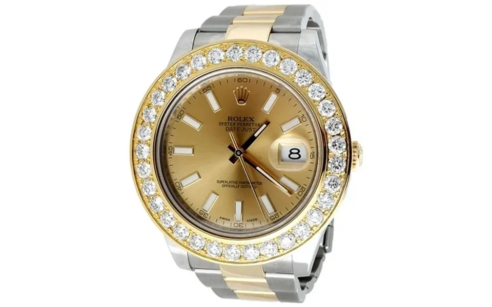 Mens 126333 Rolex Datejust 41mm Two Tone Diamond Watch Champagne Stick Dial 5 Ct