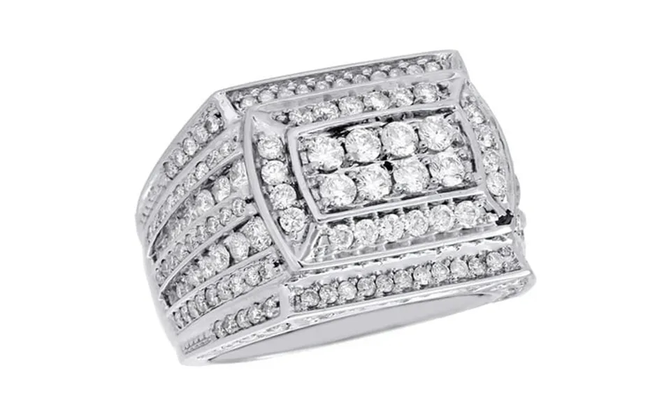Mens 14k White Gold Round Cut Diamond Rectangular 18mm Pinky Ring Band 3