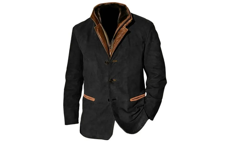Mens Casual Jackets Fall Winter Fashion Button Zipper Pocket Long Sleeve Coats Outerwear For Men Black Xl