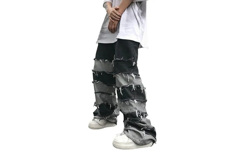 Men’s Jeans Mens Comfortable Fringe Pants Drop Wide Leg Hop Slouchy Jeans Men S Jeans Relaxed Fit Black M