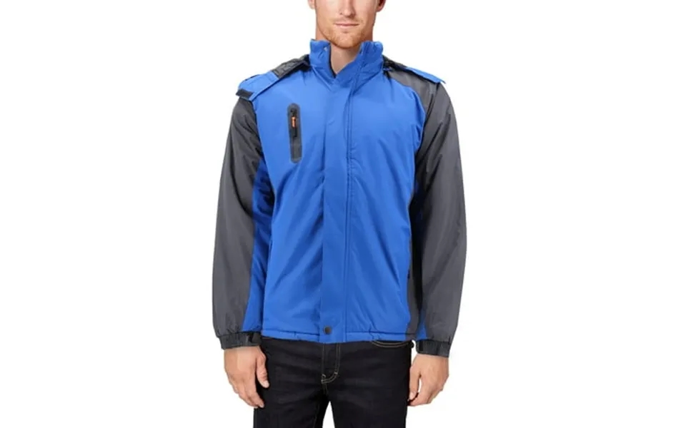 Men’s Quilted Lined Removable Hood Two Toned Zipper Puffer Lightweight Jacket Royal L