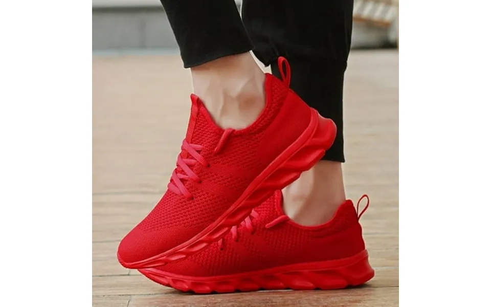 Mens Shoes Casual Sneakers Low Top Walking Shoes Breathable Mesh Sport Shoes Red Size 6