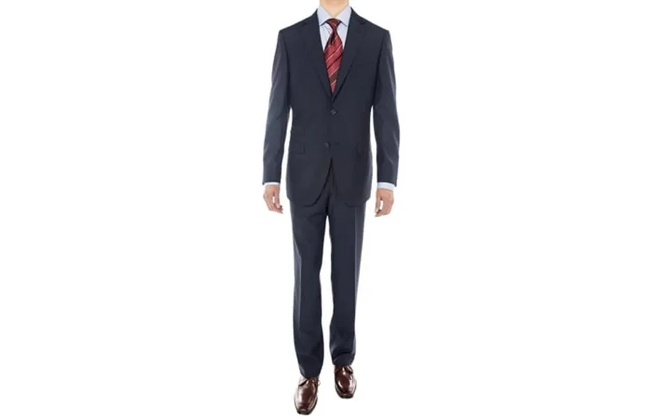 Mens Ticket Pocket Navy Blue Polyester Suit Luciano Natazzi