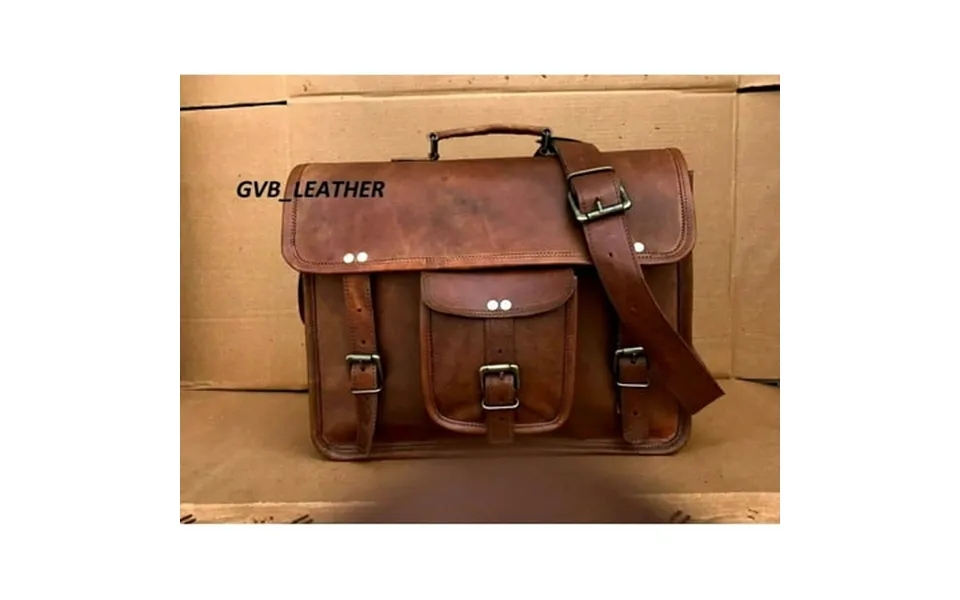 Mens Vintage Leather Messenger Business Laptop Briefcase Satchel Sustainable Bag