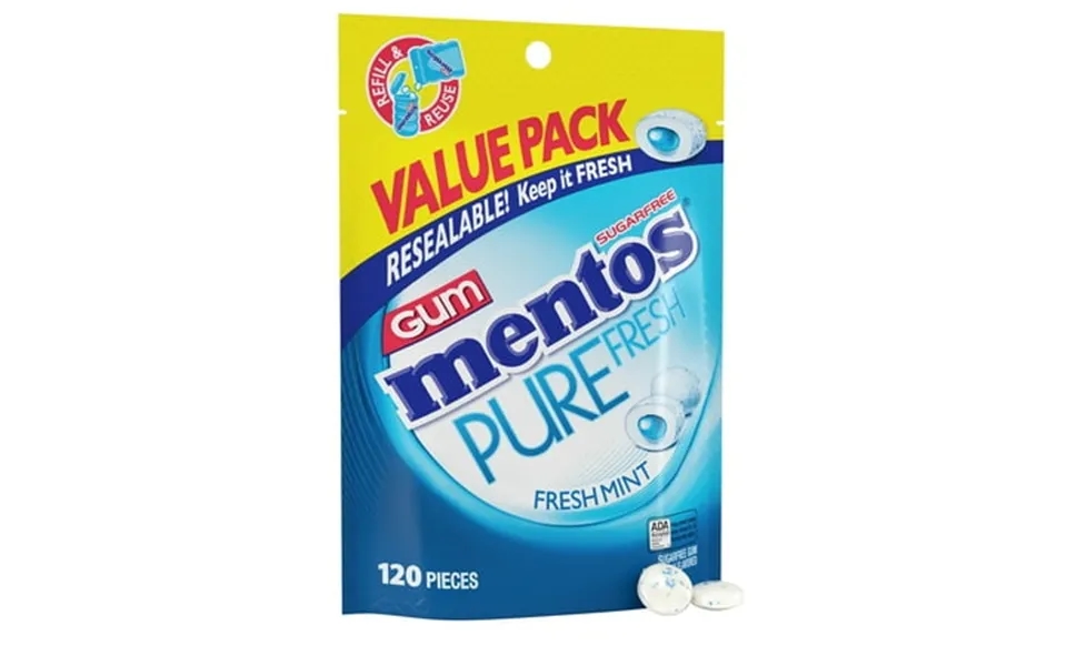 Mentos Pure Fresh Mint Sugar Free Gum Extra Value Pack 120 Count Bag