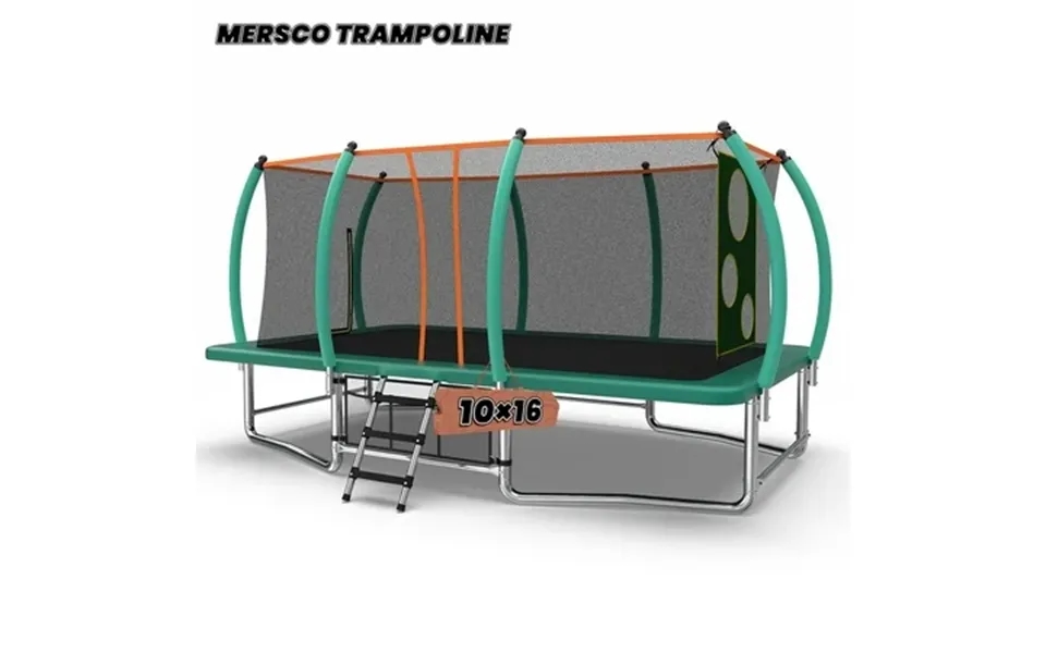 Mersco 10x16ft Large Rectangle Trampoline For Kids And Adults Big Outdoor Trampoline With Enclosure Net Football Net & S