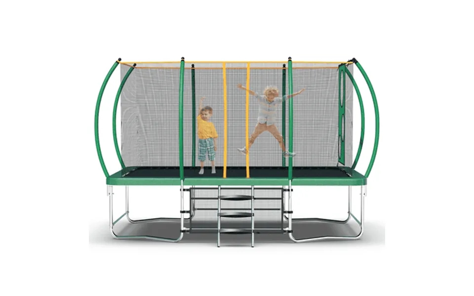 Mersco 8x14ft Large Rectangle Trampoline For Kids Big Outdoor Trampoline With Enclosure Net Football Net & Storage Bag T