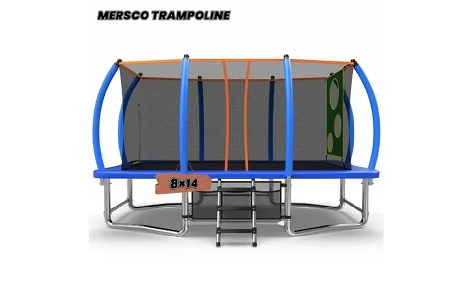 Mersco 8x14ft Large Rectangle Trampoline For Kids Big Outdoor Trampoline With Enclosure Net Football Net & Storage Bag T