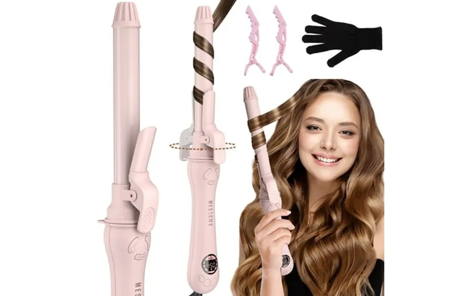 Mescomb Auto Rotating Curling Wands 1 Inch Pink 250 - 450 F For Waves Beach Curls Pink