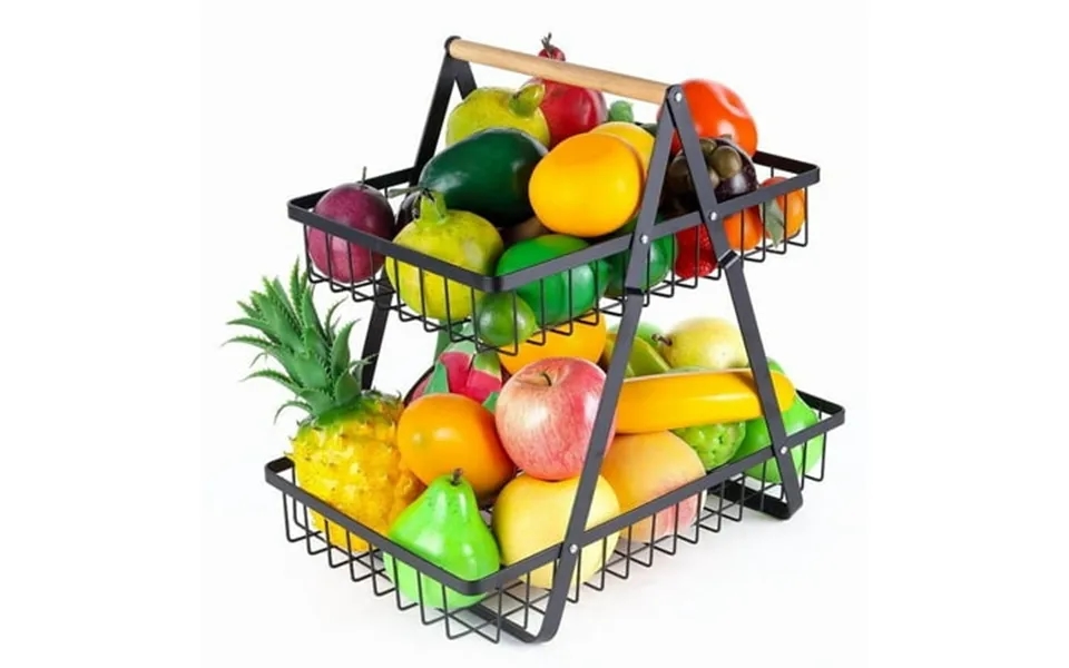 Metal Kitchen Countertop Organizer Fruit And Vegetable Basket 2 Tier Fruit Basket Fruit Holder For Kitchen Large Capacit