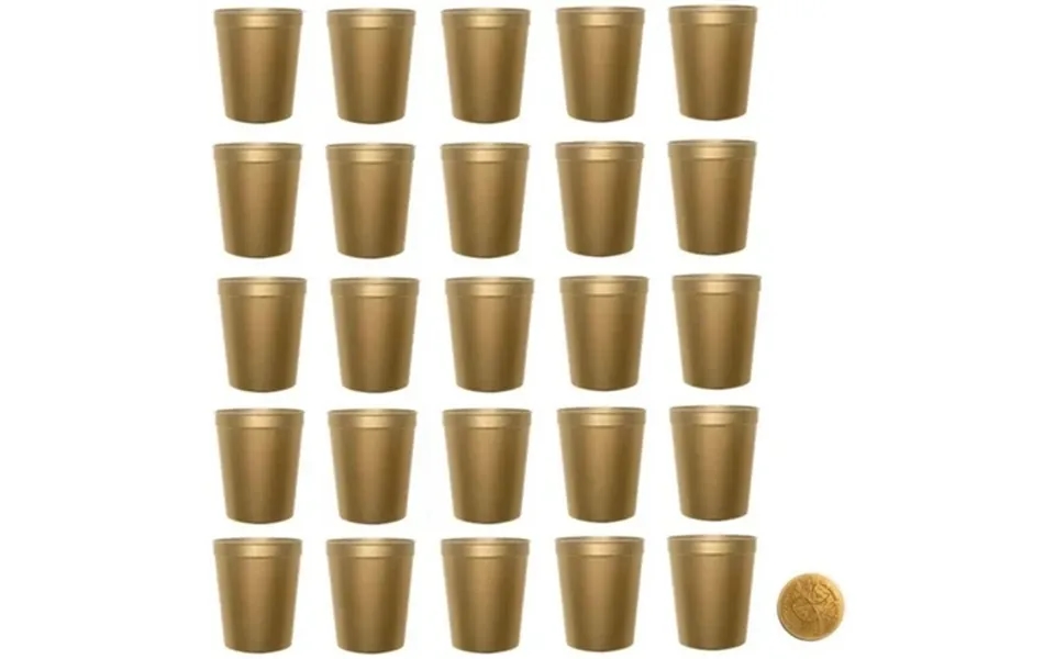 Metallic Gold Plastic Party Cups Pack Of 25 Blank 16 Oz Stadium Cups
