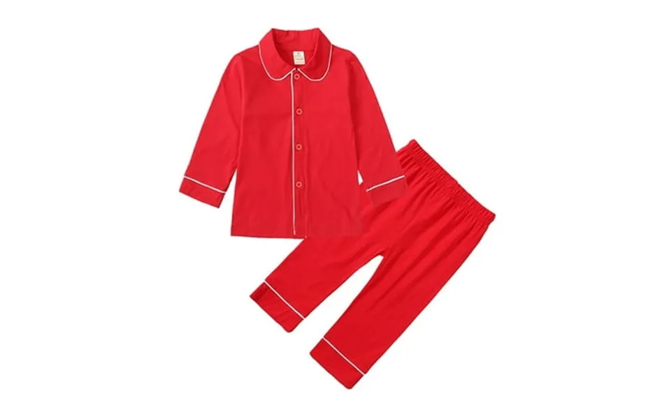 Miashui Toddler Kids Baby Girl Solid Pjs Long Sleeve Button Shirt Top And Pants Cotton 2 Piece Pajamas Set Red 5-6 Years