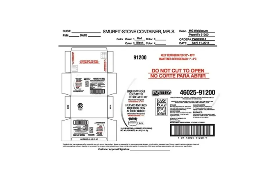 Michael Foods Papettis Easy Eggs Liquid Whole Egg 2 Pound -- 15 Per Case