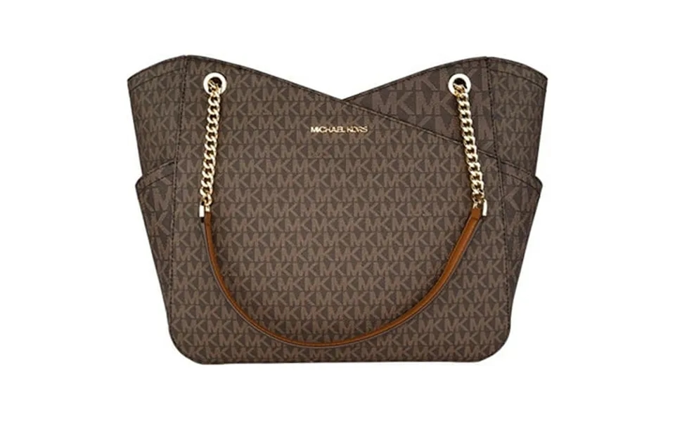 Michael Kors 35f1gtvt3b Jet Set Travel Large Chain Shoulder Tote Bag Mk Signature Brown Approximate Measurements 15