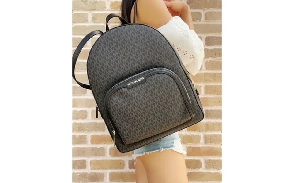 Michael Kors Large Jaycee Abbey Backpack School Bag Black Mk Signature