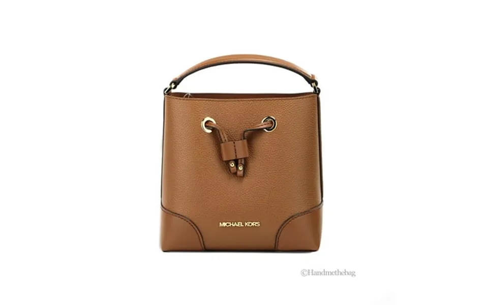 Michael Kors Mercer Small Luggage Pebbled Leather Bucket Crossbody Bag Purse