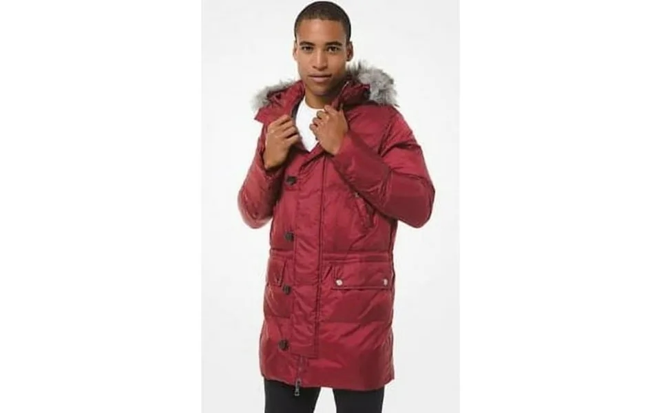 Michael Kors Red Faux Fur Trim Nylon Parka Coat Us Large