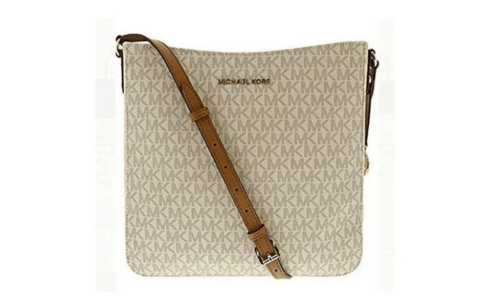 Michael Kors Saffiano Leather Jet Set Travel Messenger Crossbody Shoulder Bag Signature Vanilla