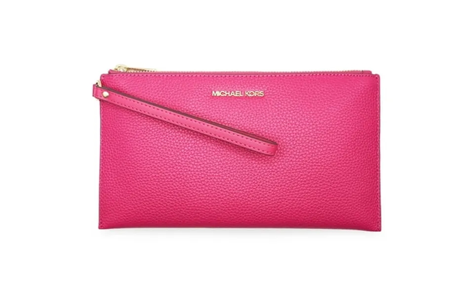 Michael Kors Women S Jet Set Travel Large Top Zip Pebbled Leather Wristlet Pouch Electric Pink