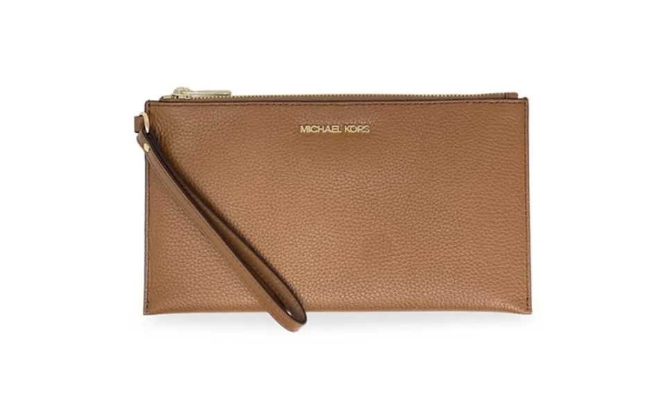 Michael Kors Women S Jet Set Travel Large Top Zip Pebbled Leather Wristlet Pouch Luggage
