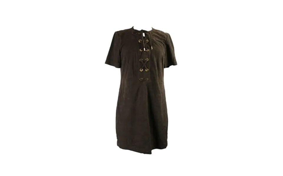 Michael Kors Womens Brown Short-sleeve Suede Lace-up Shirt Dress 10