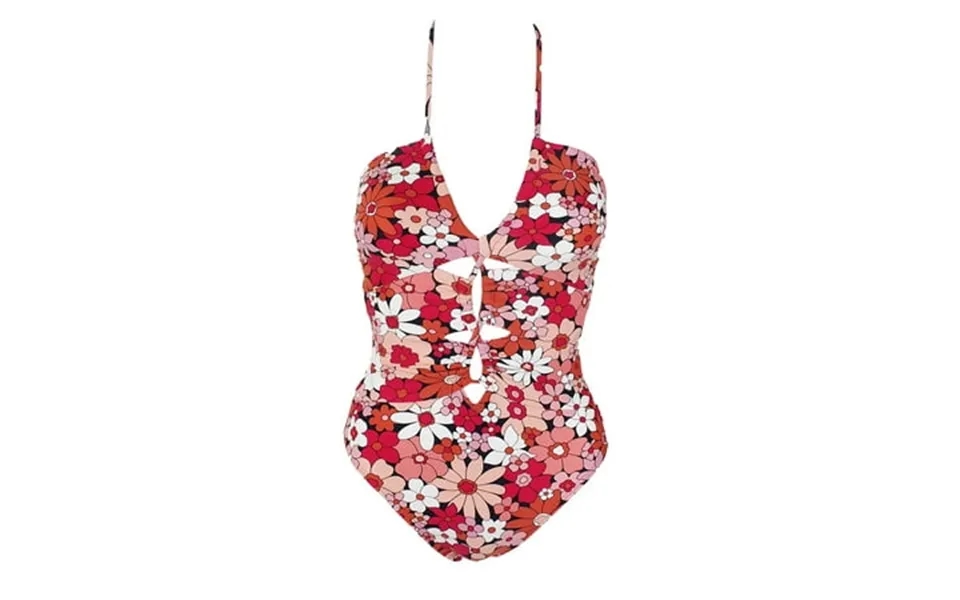 Michael Kors Womens Deep Pink Keyhole Floral Halter One-piece Swimsuit 6