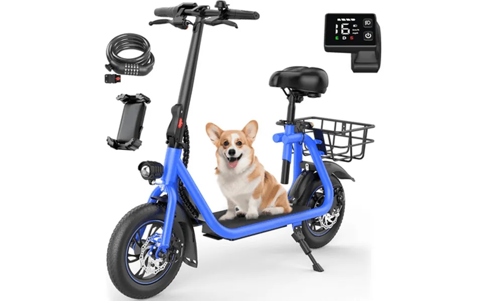 Mihover 450w Electric Scooter With Seat For Adult 12 Inch Commuter Electric Scooter With Basket & Free Phone Holder & Fr