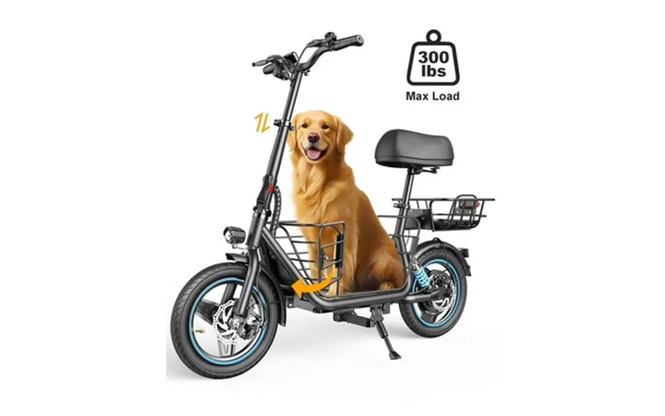 Mihover 650w Electric Scooter With Seat For Heavy Adults Up To 300lb - 14 Wheels With Basket & Dual Shock Absorbers 48v
