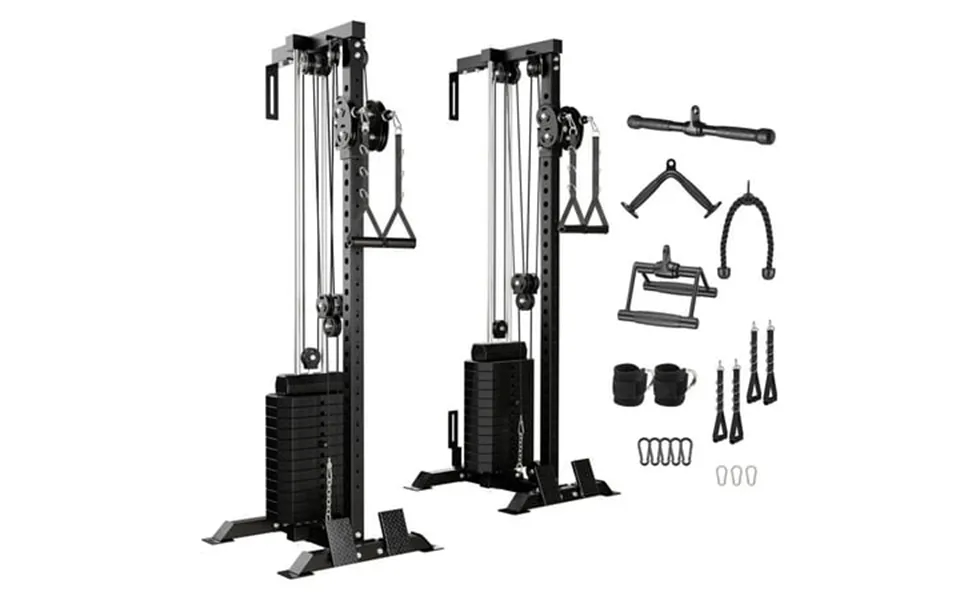 Mikolo Cable Tower Squat Stands Wall Mounted Pulley Tower With 200lbs Weight Stack Lat Pull Down Machine With Aluminium